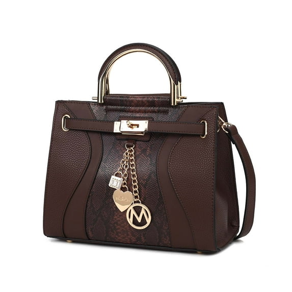 MKF Collection Cassia Women’s Satchel Bag Vegan Leather Snake Crossbody Bag Handbag Purse by Mia K- Coffee