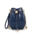 thumbnail image 1 of MKF Collection Cassidy Faux Crocodile Embossed Vegan Leather Women's Hobo Bag, Drawstring Bucket Purse Handbag by Mia K - Navy, 1 of 10