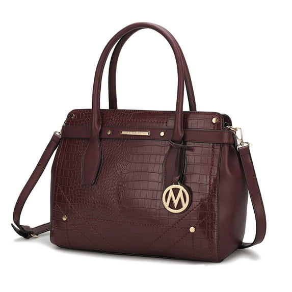 MKF Collection Catarina Vegan Leather Women's Satchel Bag, Stylish Crossbody Purse Handbag by Mia K - Burgundy