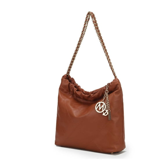 MKF Collection Celestine Women’s Quilted Shoulder Bag, Luxury Design by Mia K - Cognac