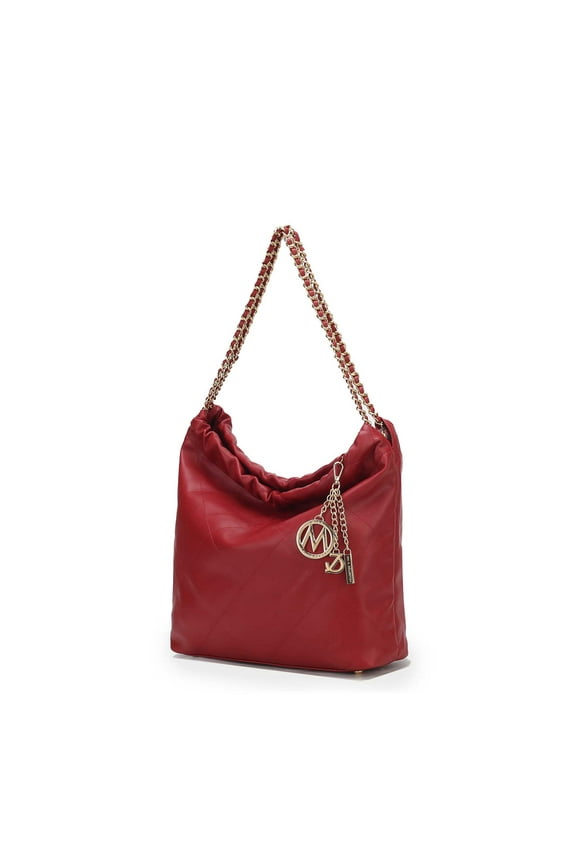 Celestine Women’s Quilted Shoulder Bag, Luxury Design by Mia K - Wine