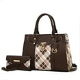 thumbnail image 1 of MKF Collection Christine Plaid Vegan Leather Women's Satchel Bag & Wristlet Wallet, Sleek Top-handle Purse Handbag by Mia K 2 pcs - Coffee, 1 of 8