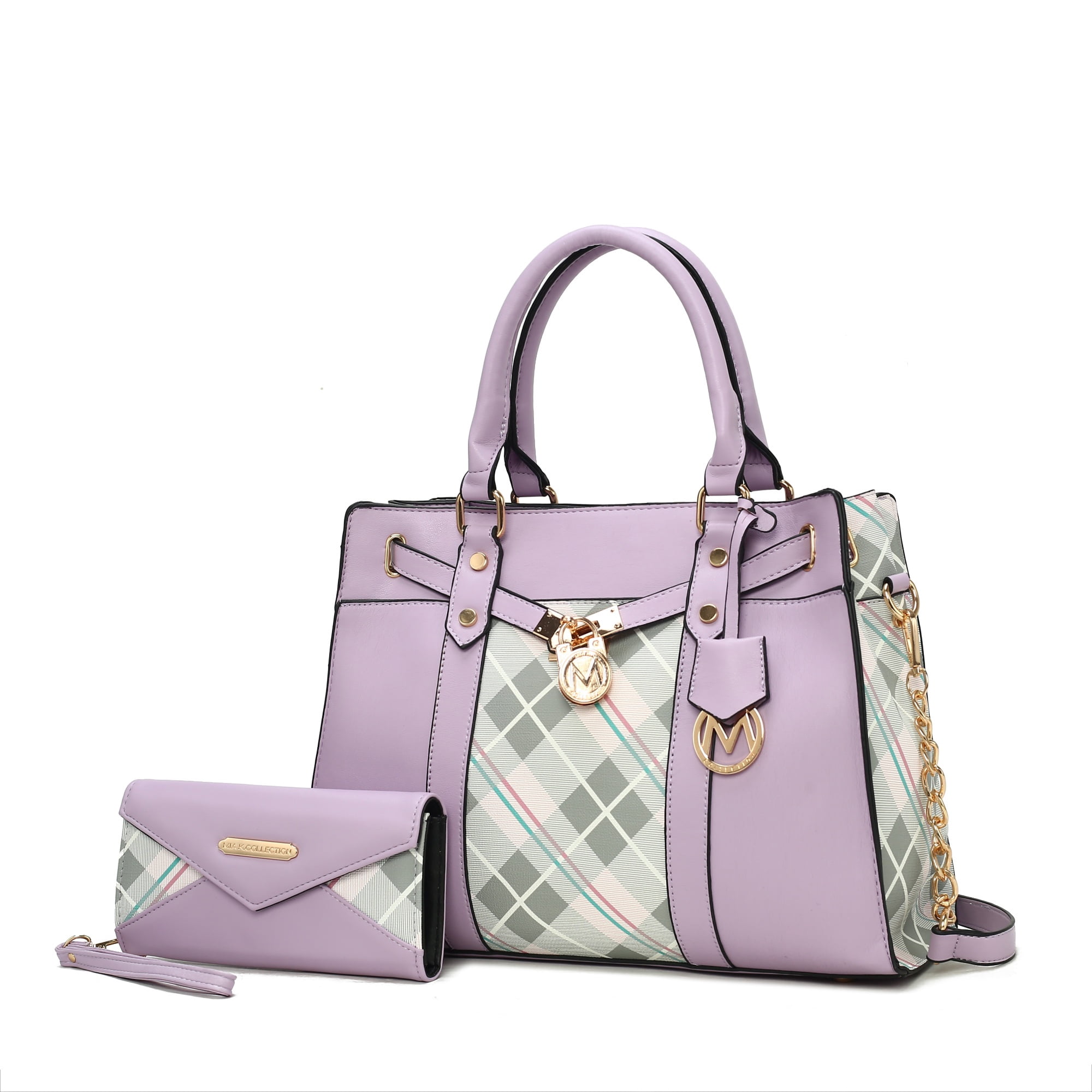 Pink Plaid Vegan Leather Crossbody Purse