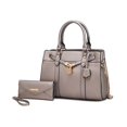 thumbnail image 1 of MKF Collection Christine Solid Vegan Leather Women's Satchel Handbag & Wristlet Wallet, Sleek Top-handle Purse Handbag by Mia K 2 pcs - Pewter, 1 of 8