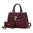 thumbnail image 1 of MKF Collection Christine Solid Vegan Leather Women's Satchel Handbag & Wristlet Wallet, Sleek Top-handle Purse Handbag by Mia K 2 pcs - Plum, 1 of 8