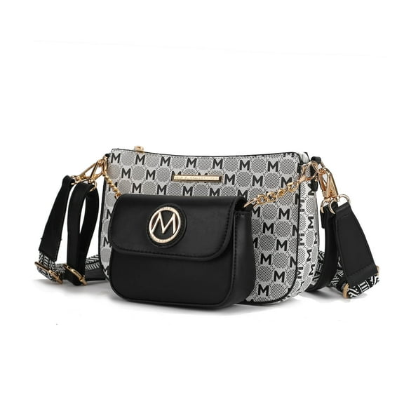 MKF Collection Ciri Crossbody Women's Double Bag Vegan Leather, Stylish, Versatile, Luxury Handbag by Mia K-Black