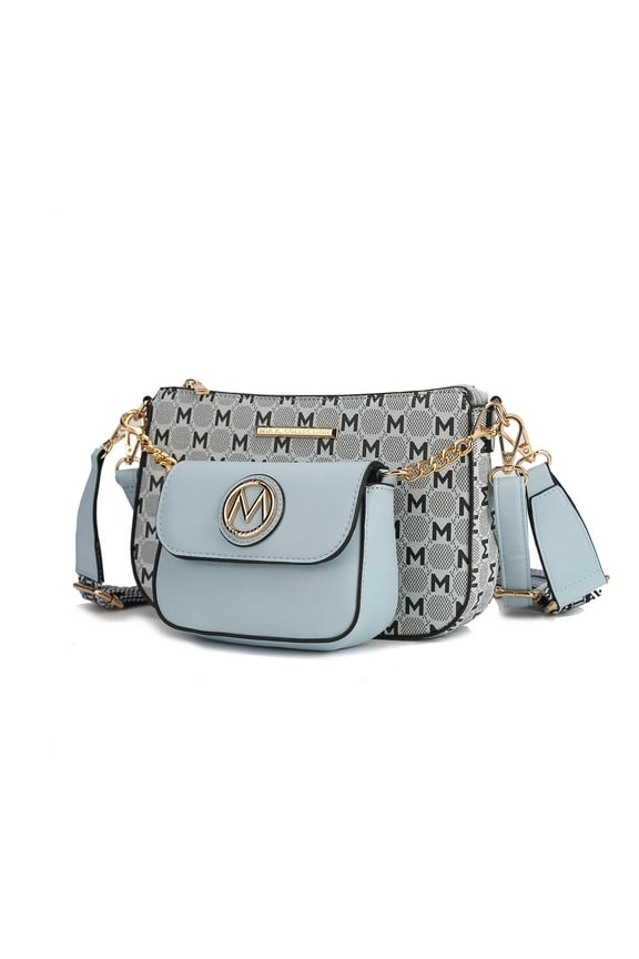 Ciri Crossbody Women's Double Bag Vegan Leather, Stylish, Versatile, Luxury Handbag by Mia K-Light Blue