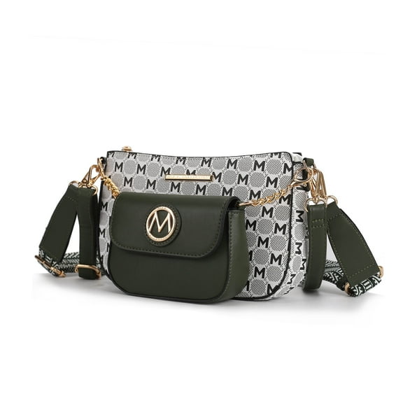 MKF Collection Ciri Crossbody Women's Double Bag Vegan Leather, Stylish, Versatile, Luxury Handbag by Mia K-Olive