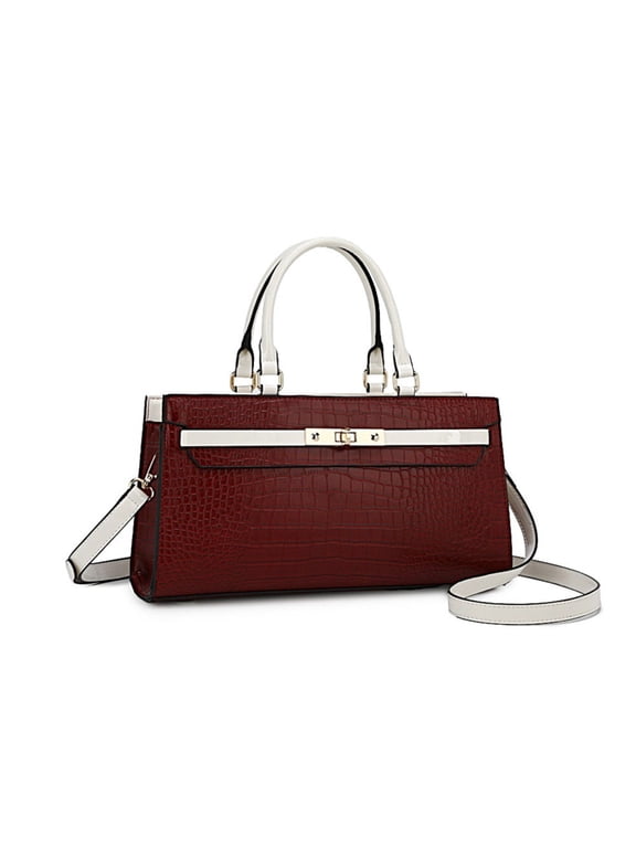 Colby Satchel Bag Vegan Leather Handbag with Top Handle and Detachable Strap Purse for Women by Mia K