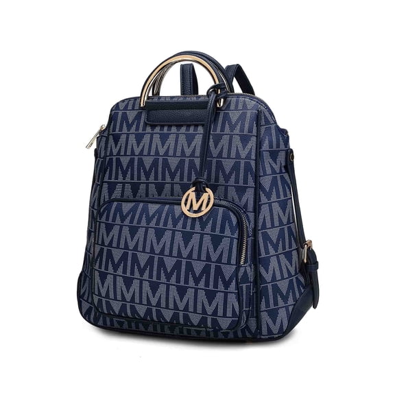 MKF Collection Cora Women's Backpack, Vegan Leather Travel Daypack Bookbag Purse by Mia K - Navy