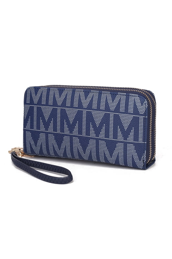 Daniela Wallet for Women, Vegan Leather Wristlet Purse Handbag by Mia K - Navy