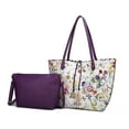 thumbnail image 1 of MKF Collection Danielle Tote Floral Bag, Crossbody Pouch Handbag Reversible Shopper Women's Purse Large Capacity for Weekend by Mia K - White Purple, 1 of 6