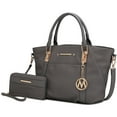 thumbnail image 1 of MKF Collection Darielle Women's Satchel Bag & Wallet Set, Vegan Leather Handbag for Travel Work and School by Mia K. - Charcoal, 1 of 10