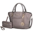 thumbnail image 1 of MKF Collection Darielle Women's Satchel Bag & Wallet Set, Vegan Leather Handbag for Travel Work and School by Mia K. -Pewter Silver, 1 of 10