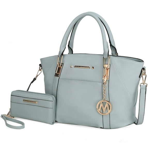 MKF Collection Darielle Women's Satchel Bag & Wallet Set, Vegan Leather Handbag for Travel Work and School by Mia K. - Seafoam