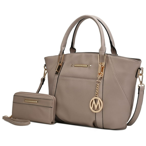MKF Collection Darielle Women's Satchel Bag & Wallet Set, Vegan Leather Handbag for Travel Work and School by Mia K. - Taupe