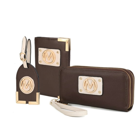 MKF Collection Darla Travel Gift, Wristlet Wallet, Cardholder, Hang Tag 3 Pcs by Mia K - Chocolate