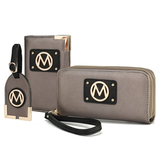 MKF Collection Darla Travel Gift, Wristlet Wallet, Cardholder, Hang Tag 3 Pcs by Mia K - Pewter
