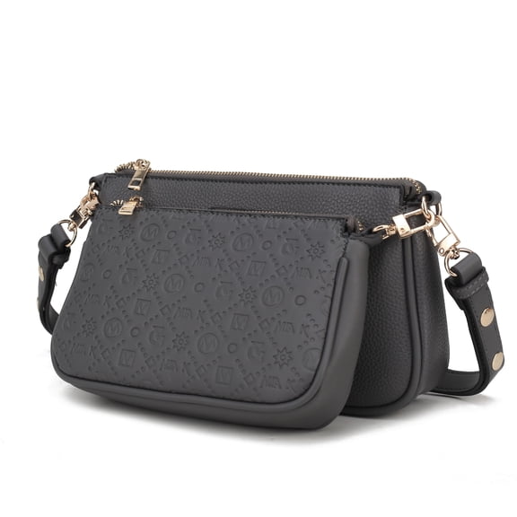 MKF Collection Dayla Crossbody Bag for women, Vegan Leather Shoulder bag Charcoal handbags Purses by Mia K