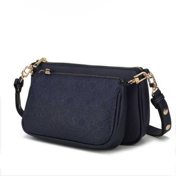 MKF Collection Dayla Crossbody Bag for women, Vegan Leather Shoulder bag Navy Blue handbags Purses by Mia K