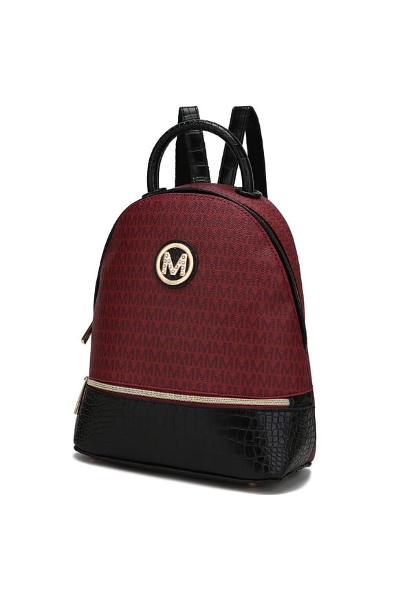 Denice Signature Women Backpack, Bookbag Purse Handbag Fashion Travel Daypack Bag by Mia K - Burgundy Red