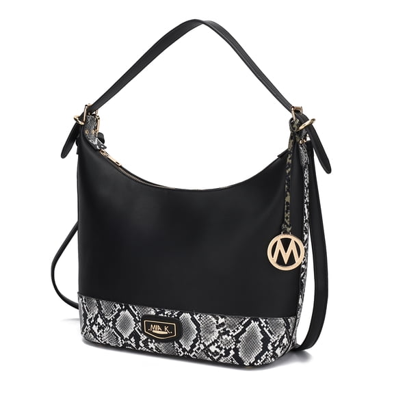 MKF Collection Diana Vegan Leather Women's Shoulder Bag, Elegant Purse Hobo Handbag by Mia K - Black