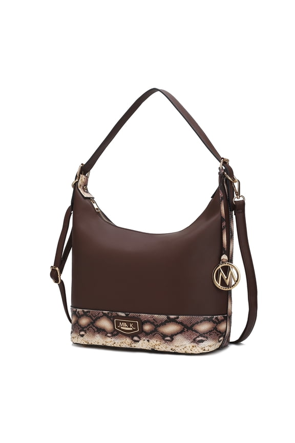 Diana Vegan Leather Women's Shoulder Bag, Elegant Purse Hobo Handbag by Mia K - Coffee