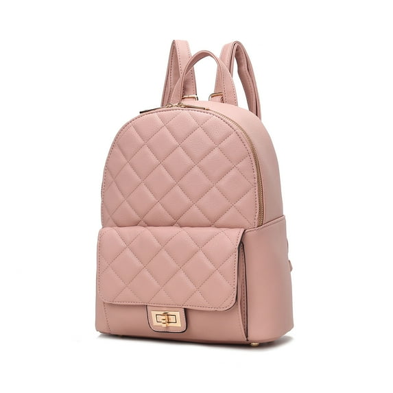 MKF Collection Dimitria Women Backpack, Quilted and Smooth Bookbag Purse Handbag Fashion Travel Daypack Bag by Mia K - Mauve Pink
