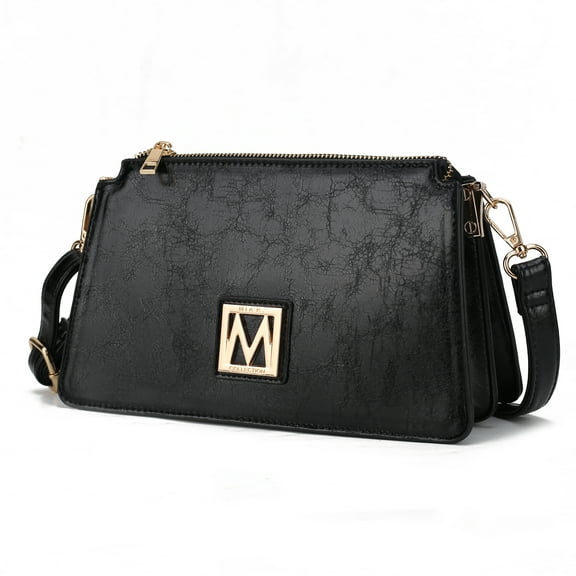 MKF Collection Domitila Vegan Leather Women's Shoulder Bag, Stylish Crossbody Handbag by Mia K - Black