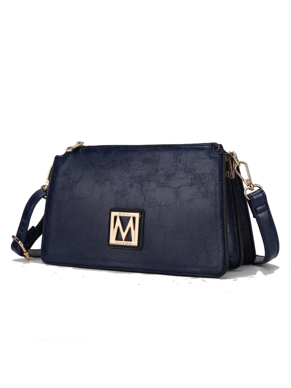 Domitila Vegan Leather Women's Shoulder Bag, Stylish Crossbody Handbag by Mia K - Navy