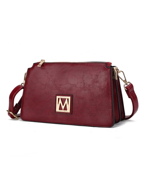 Domitila Vegan Leather Women's Shoulder Bag, Stylish Crossbody Handbag by Mia K - Wine