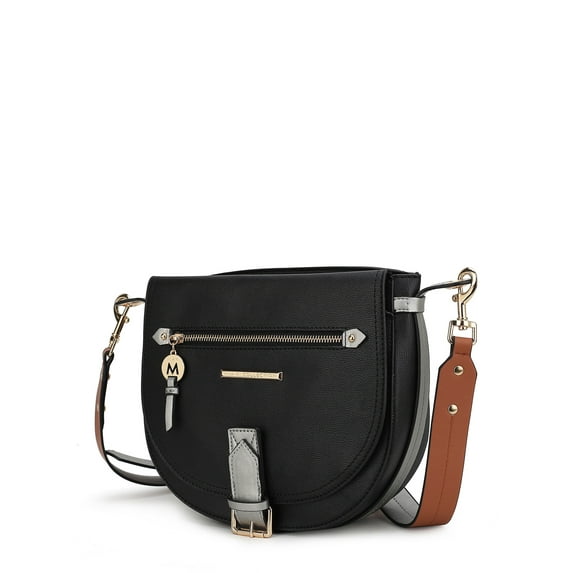 MKF Collection Drew Vegan Leather Colorblocked Women's Shoulder Handbag by Mia K., Black