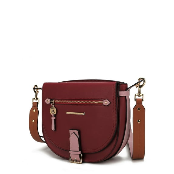 MKF Collection Drew Vegan Leather Colorblocked Women's Shoulder Handbag by Mia K., Wine