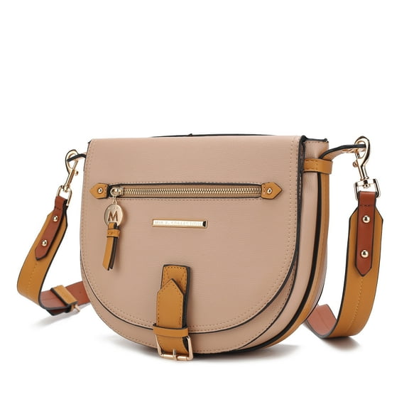 MKF Collection Drew Vegan Leather Women's Color Block Shoulder Bag, Classy Crossbody Purse Handbag by Mia K - Beige