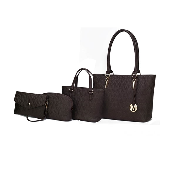 MKF Collection Edelyn Women's Tote Bag, Small Tote Handbag, Pouch Purse & Wristlet Wallet, Signature Handbag 4 pcs set by Mia K
