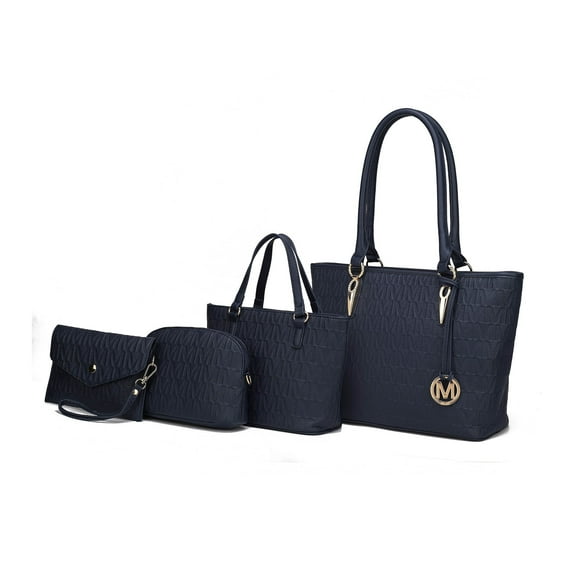 MKF Collection Edelyn Women's Tote Bag, Small Tote Handbag, Pouch Purse & Wristlet Wallet, Signature Handbag 4 pcs set by Mia K