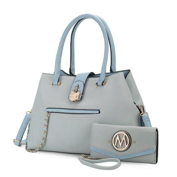 MKF Collection Edith Vegan Leather Women's Tote Bag & Wallet 2 pcs, Functional Shoulder Purse Handbag by Mia K - Baby Blue