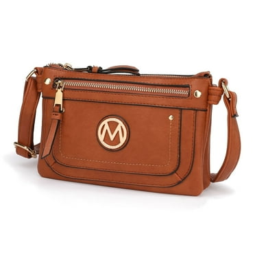 MKF Collection Elaina Vegan Leather Crossbody Bag 9in Spacious Compartments