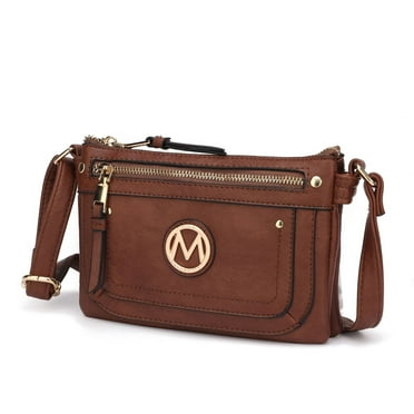 MKF Collection Elaina Vegan Leather Crossbody Bag 9in Spacious Compartments