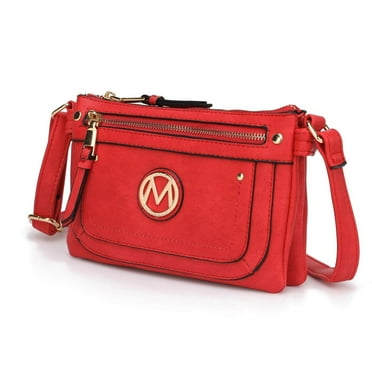 MKF Collection Elaina Vegan Leather Crossbody Bag 9in Spacious Compartments