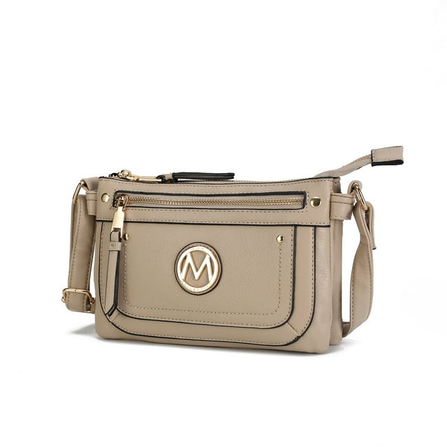 MKF Collection Elaina Womens Multi Pocket Crossbody Bag by Mia K - Beige