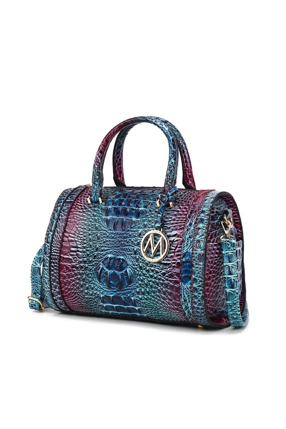 Eleanor Women's Shoulder Bag Gradient Crocodile Vegan Leather Handbag by Mia K - Blue