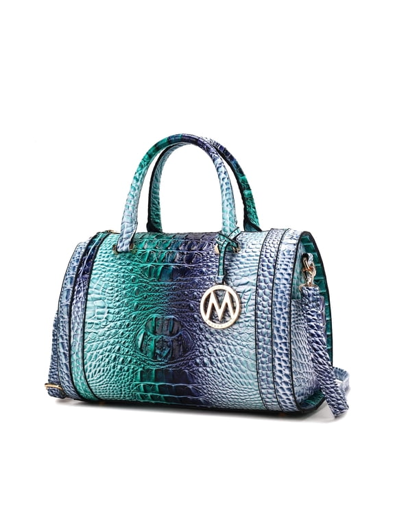 Eleanor Women's Shoulder Bag Gradient Crocodile Vegan Leather Handbag by Mia K - Turquoise