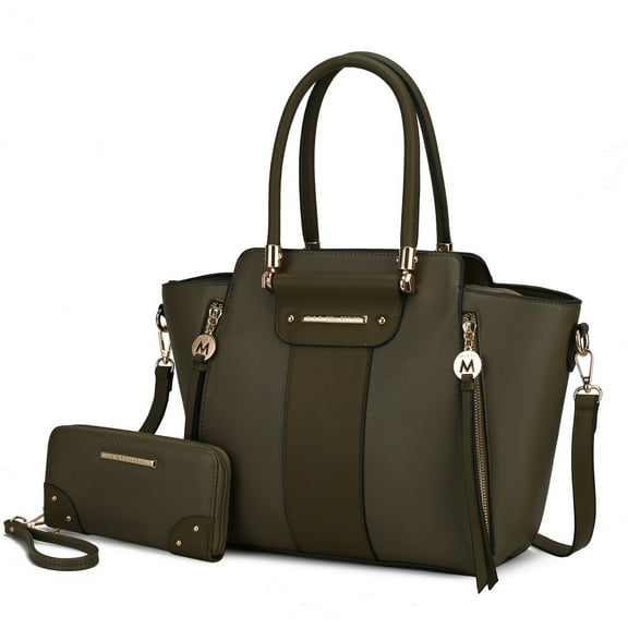 MKF Collection Eliana Vegan leather Women's Tote Bag, Fashionable Shoulder Purse Handbag by Mia K - Olive