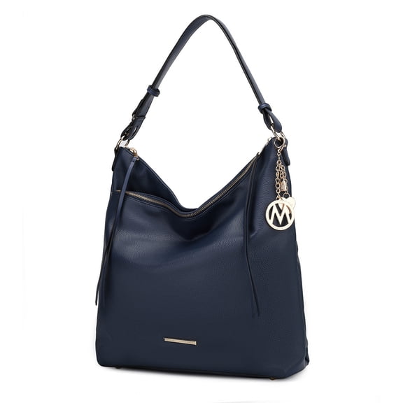 MKF Collection Elise Vegan Leather Women's Hobo Bag, Classy Shoulder Purse Handbag by Mia K - Navy