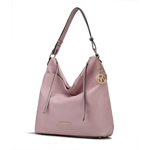 MKF Collection Elise Vegan Leather Women's Hobo Bag, Classy Shoulder Purse Handbag by Mia K - Pink