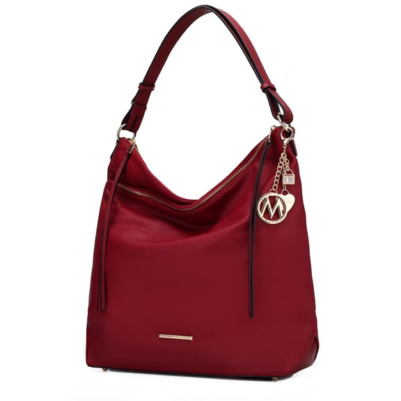 MKF Collection Elise Vegan Leather Women's Hobo Bag, Classy Shoulder Purse Handbag by Mia K - Red