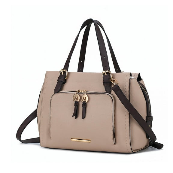 MKF Collection Elise Women’s Satchel Bag, Vegan Leather Large Handbag Purse by Mia K. -Ivory/Brown