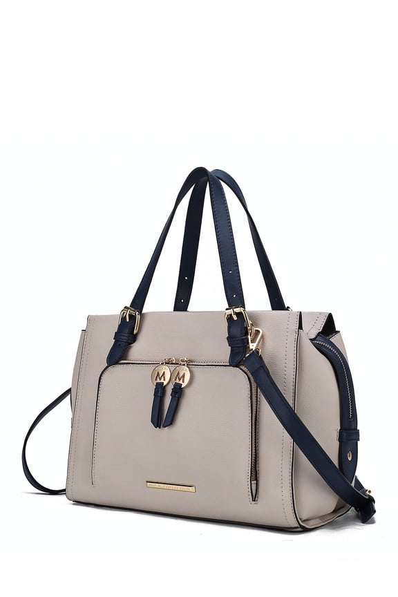 Womens Maisie Satchel Handbag by Mia K., Ivory/Navy
