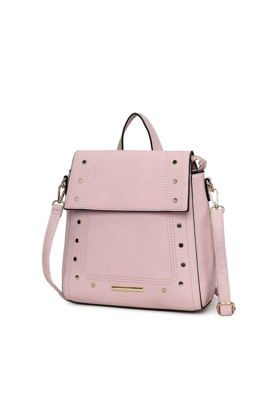 Elke Women’s Vegan Leather Backpack Bag Convertible Crossbody Bag by Mia K - Pink